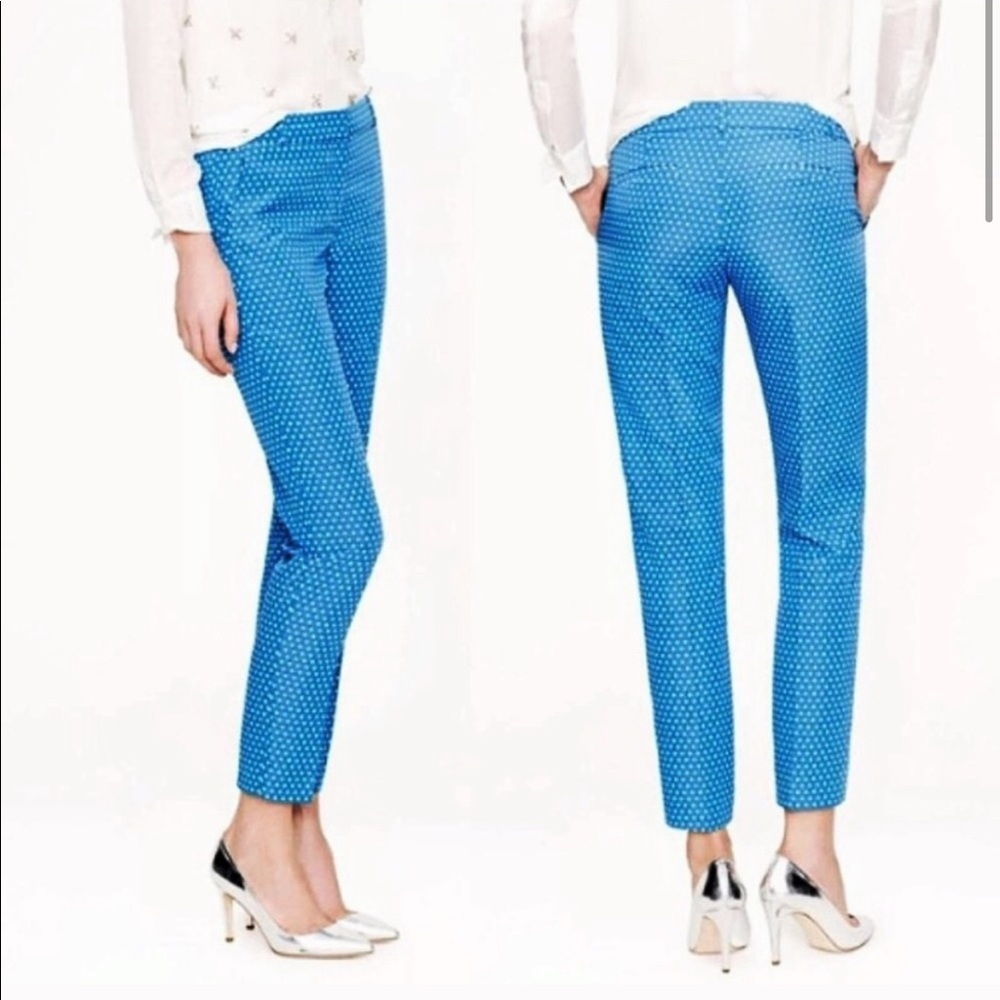 J.crew NWT size 4 polka dot cafe capris blue